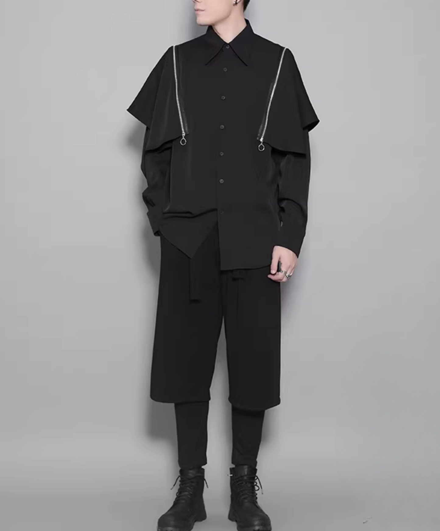 dark detachable zippered two-piece shirt EN2830