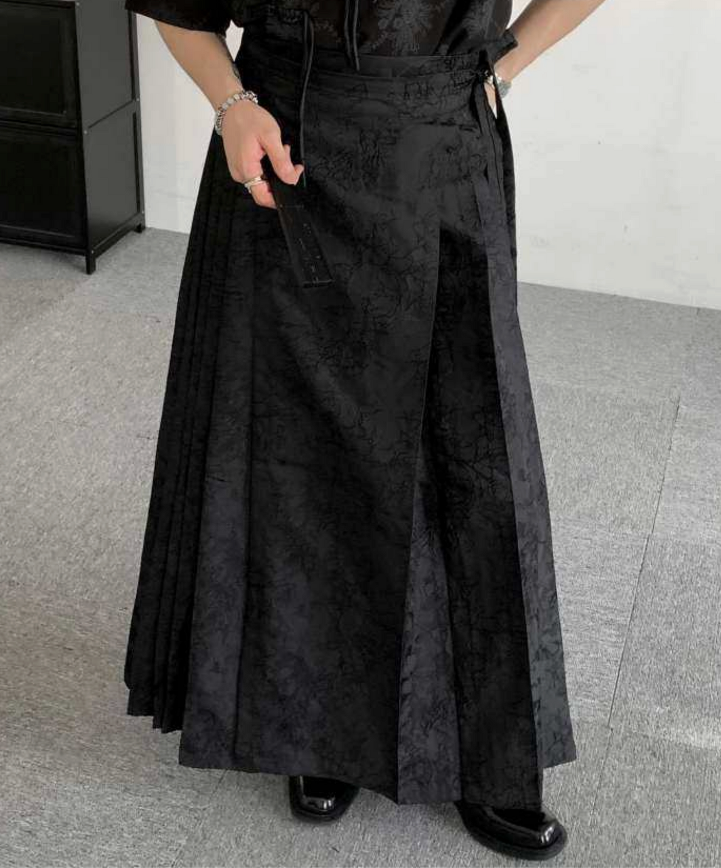 jacquard pleated loose fit skirt EN2705