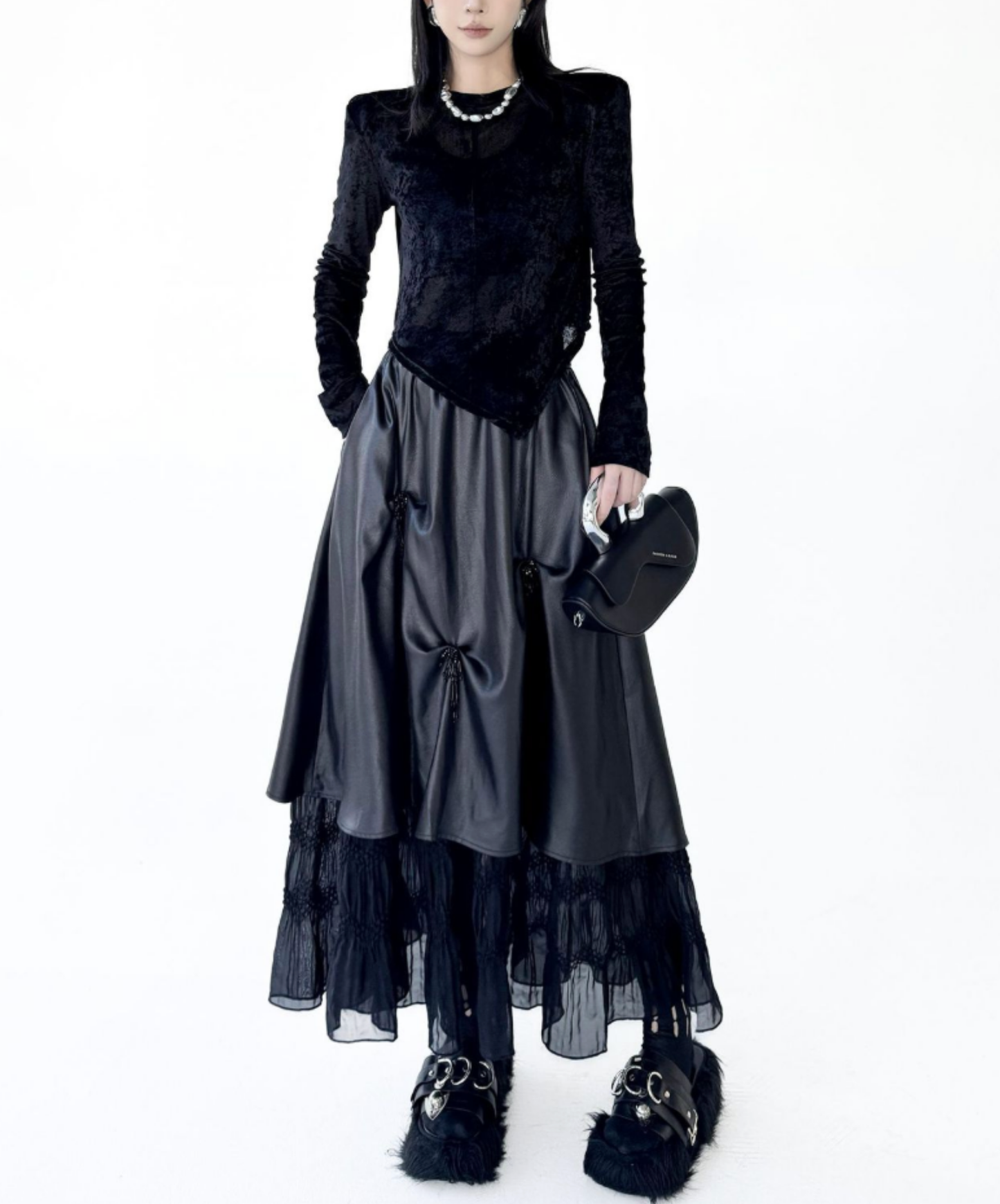 dark patchwork midi skirt EN2720