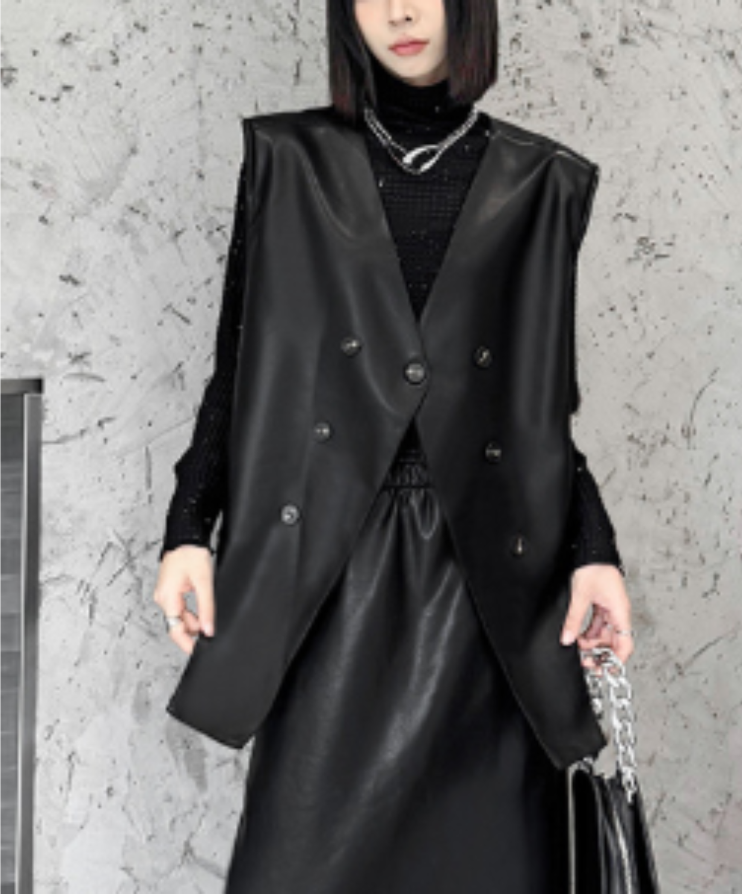 pu leather special silhouette vest EN2956
