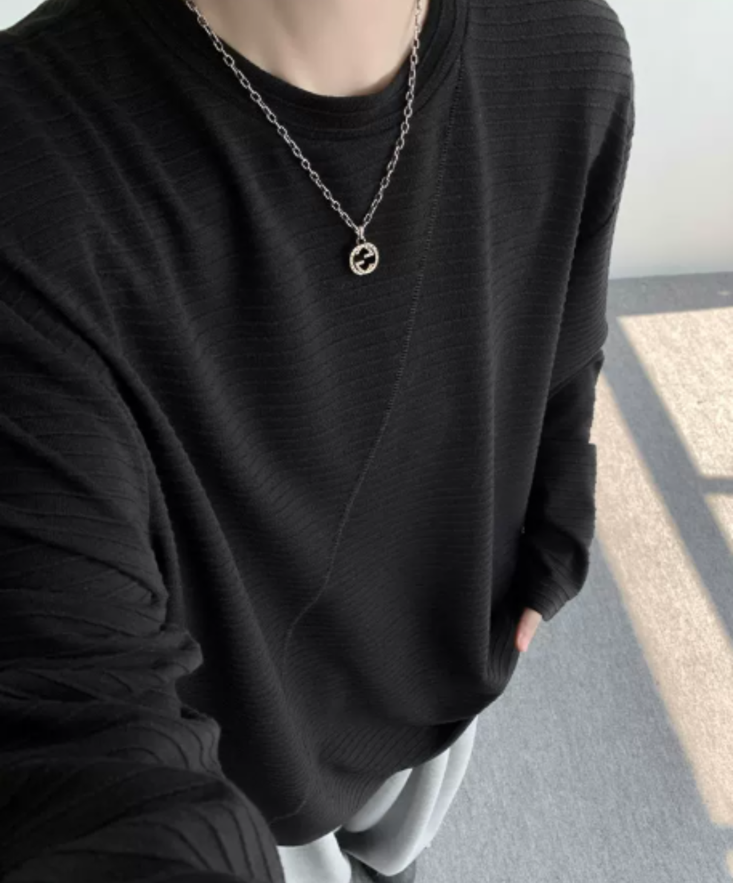 brushed finish with border t-shirt EN3126