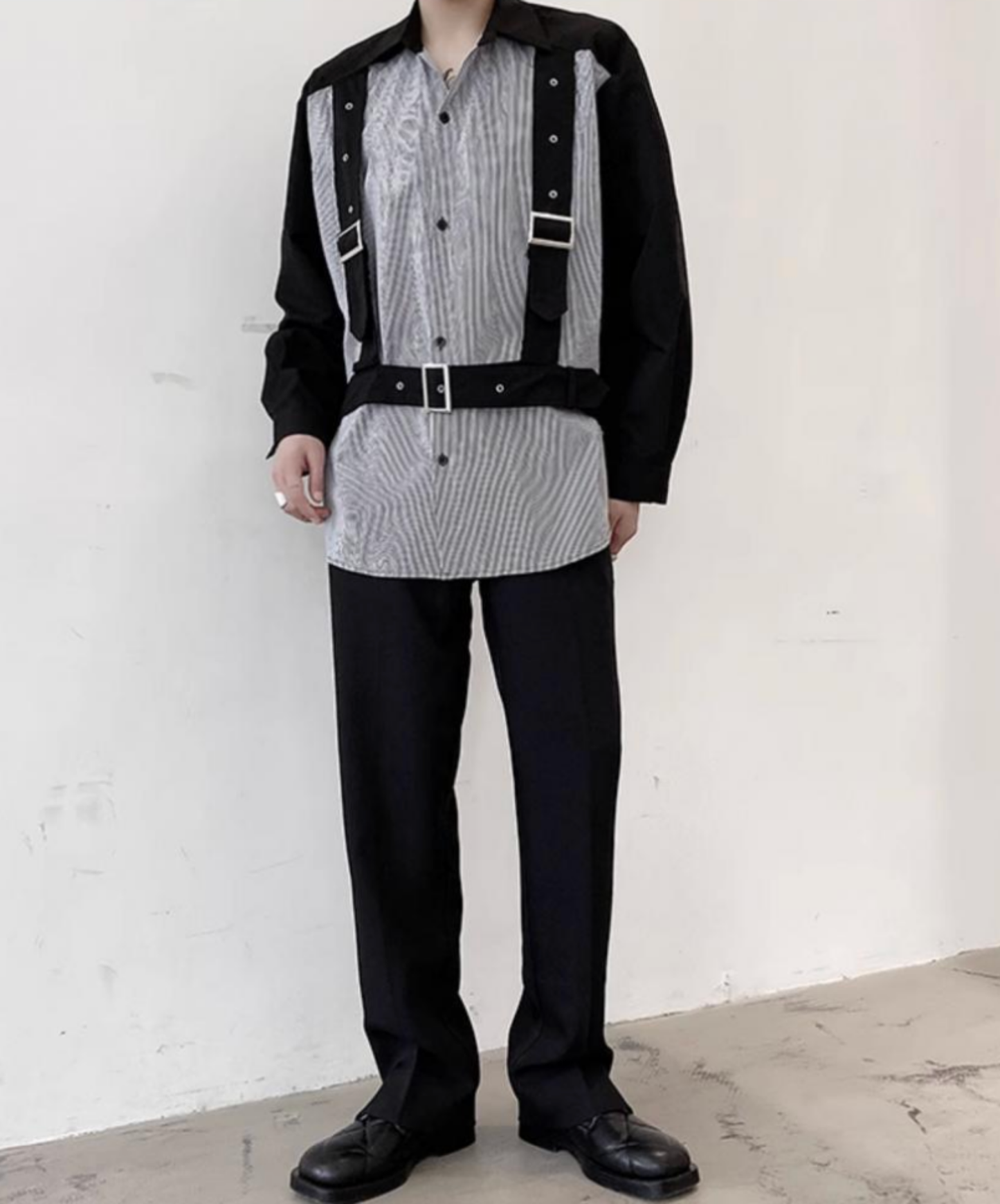 extra-thick belt with decorative stripes shirt EN2843