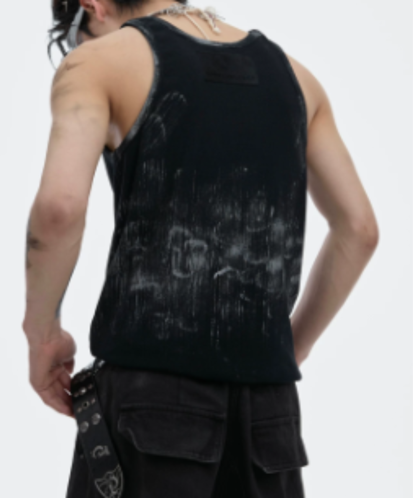 distressed ribbed slim fit tank top EN2939