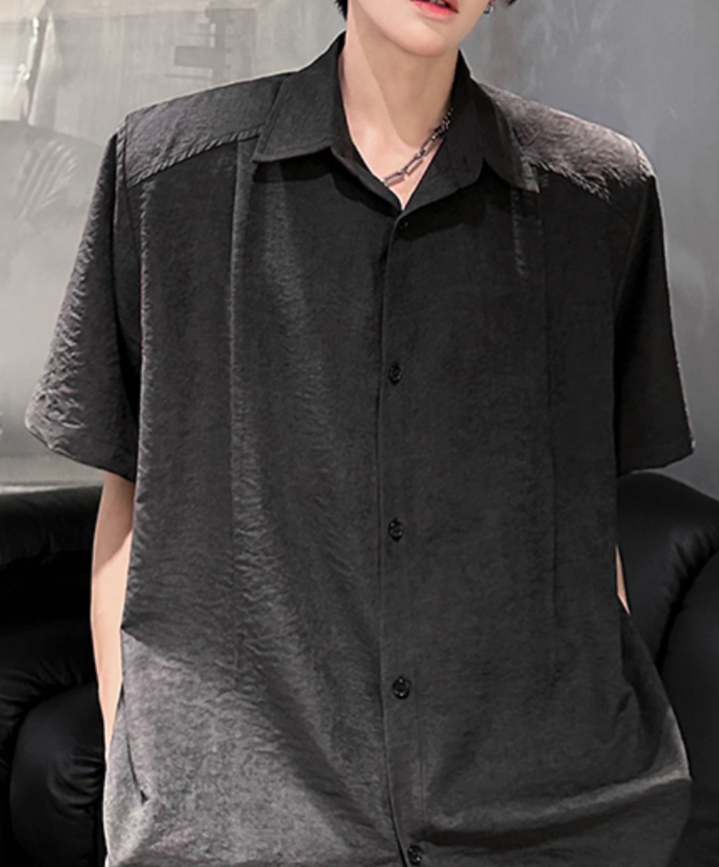 dark tucked drape lightweight shirt EN2089