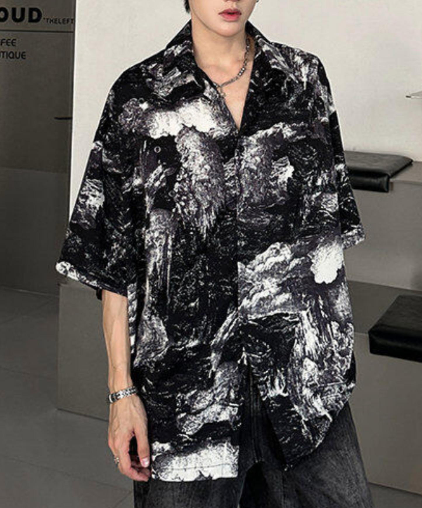 retro splicing design shirt EN2206