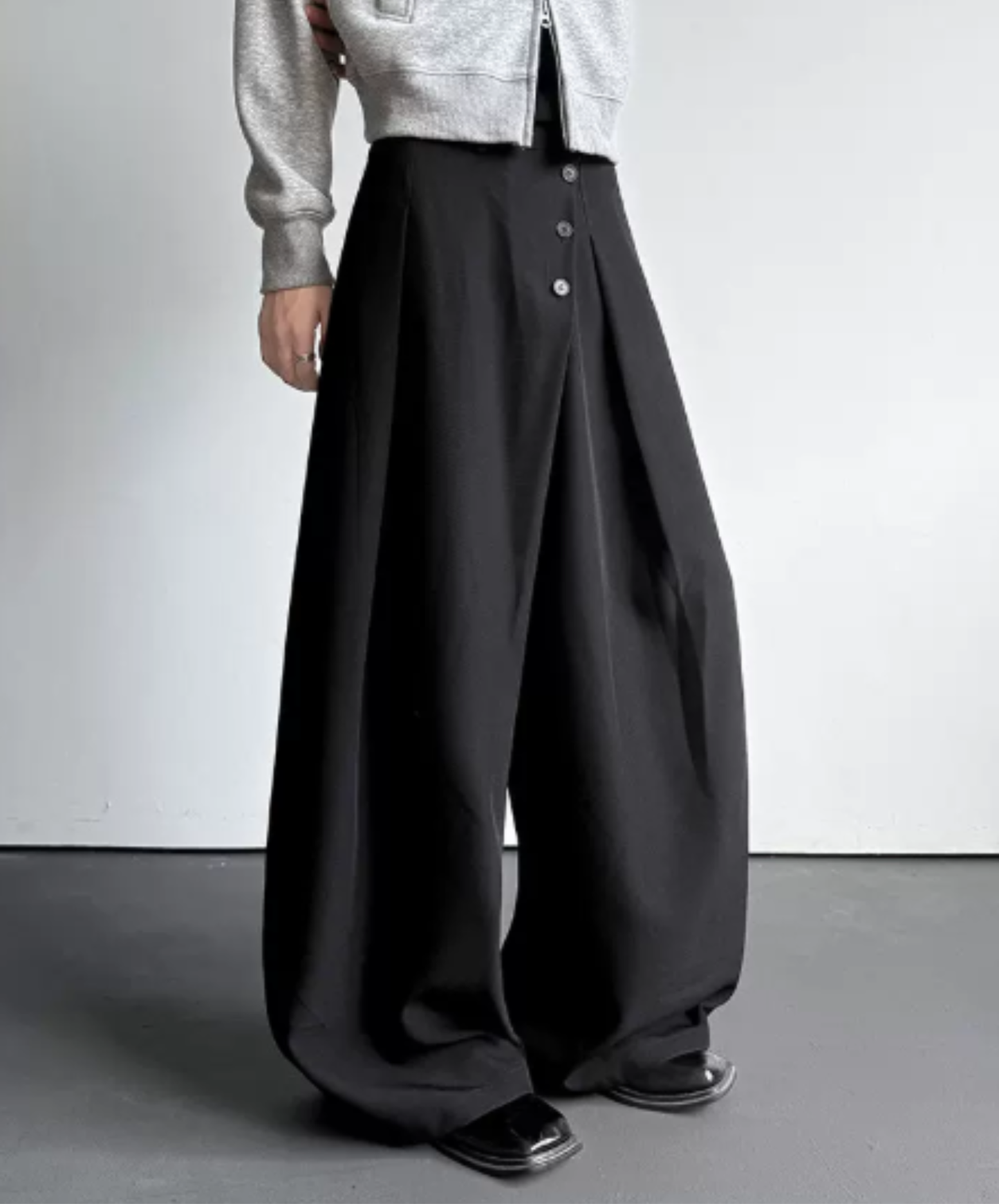 button-down design wide pants EN3065