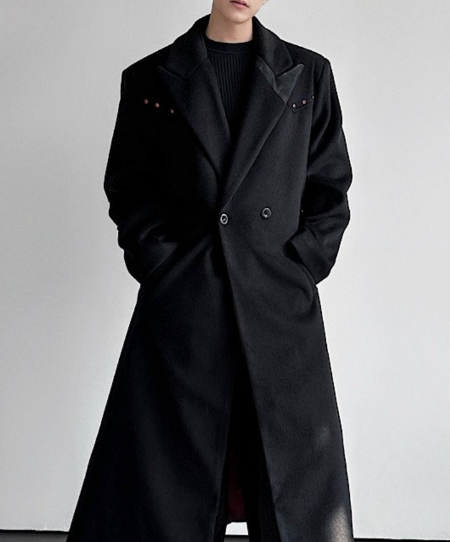 red rhinestone decorated long coat EN2602