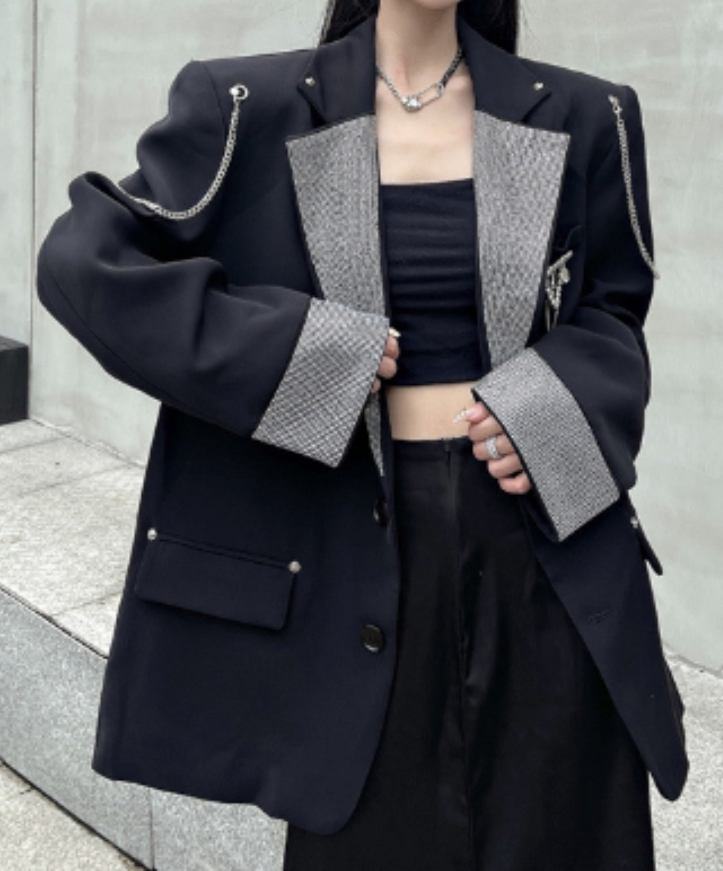 metallic-like chain decoration jacket EN1985