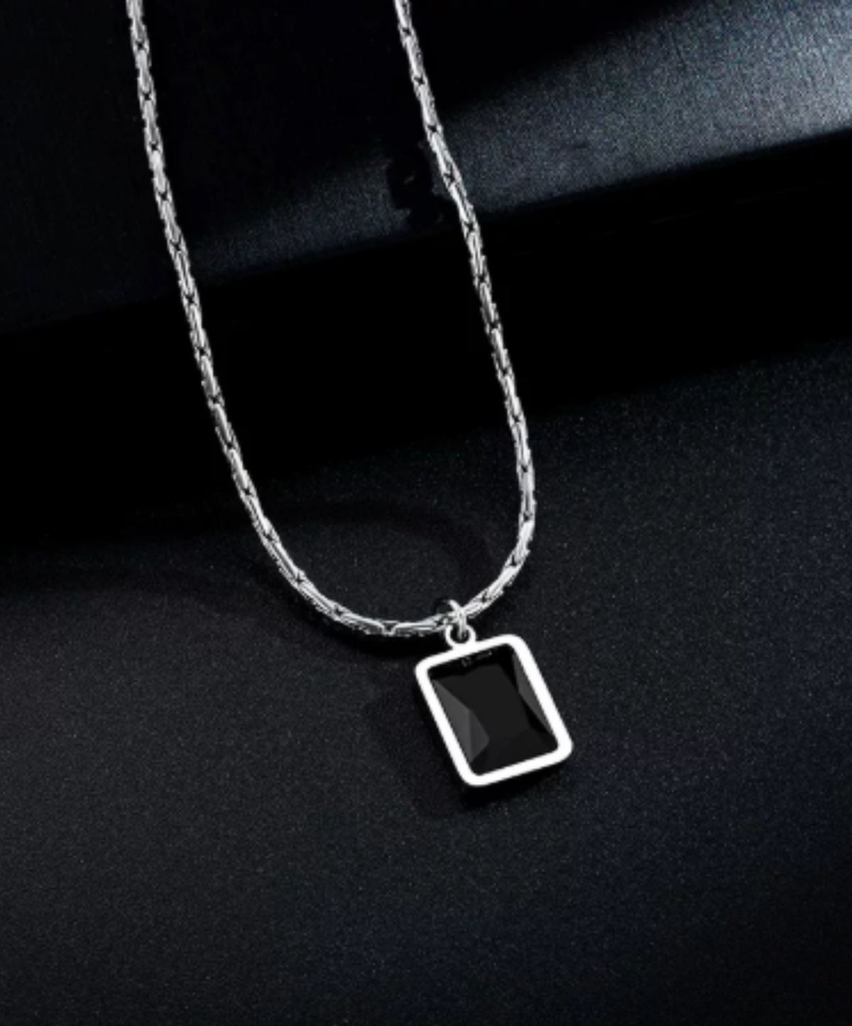square-frame glasses with slim chains necklace EN3195