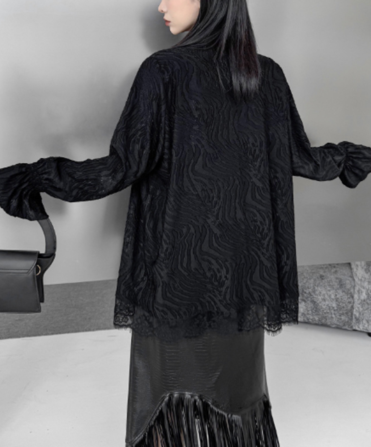 flared-line lace decoration shirt EN3174