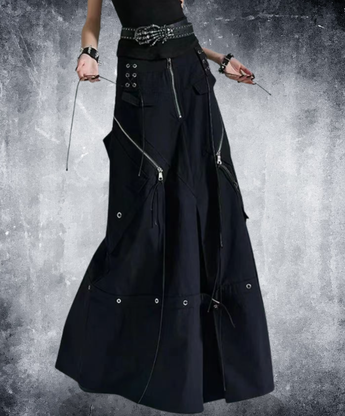 dark high waist metal decoration skirt EN2909