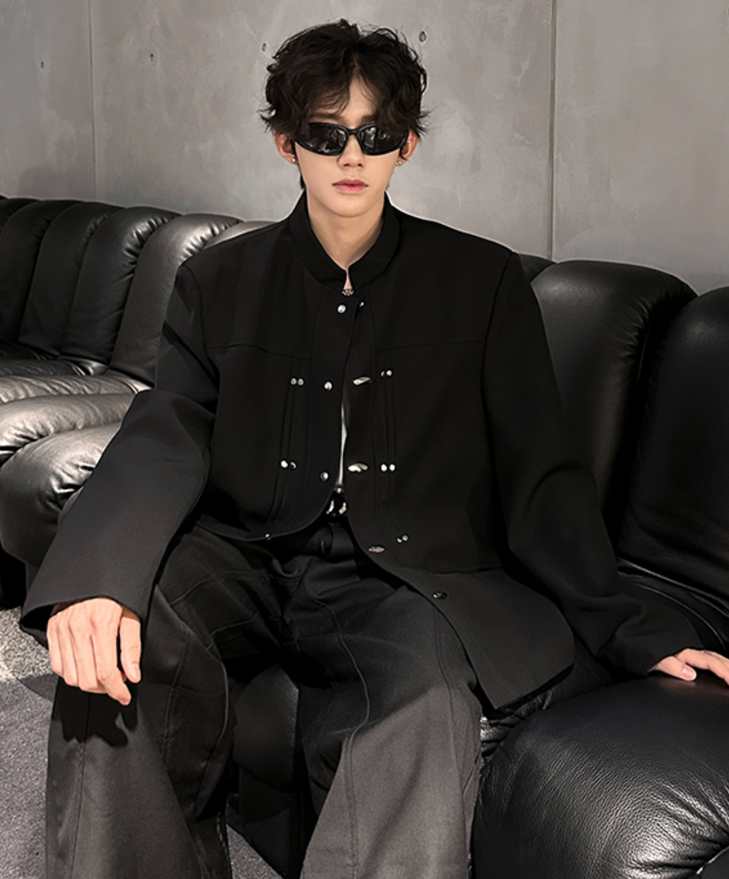 stand collar with metal buckle jacket EN2488