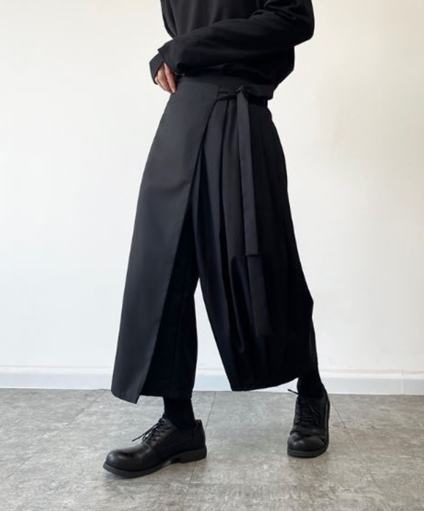 dark layered cropped straight leg pants EN916