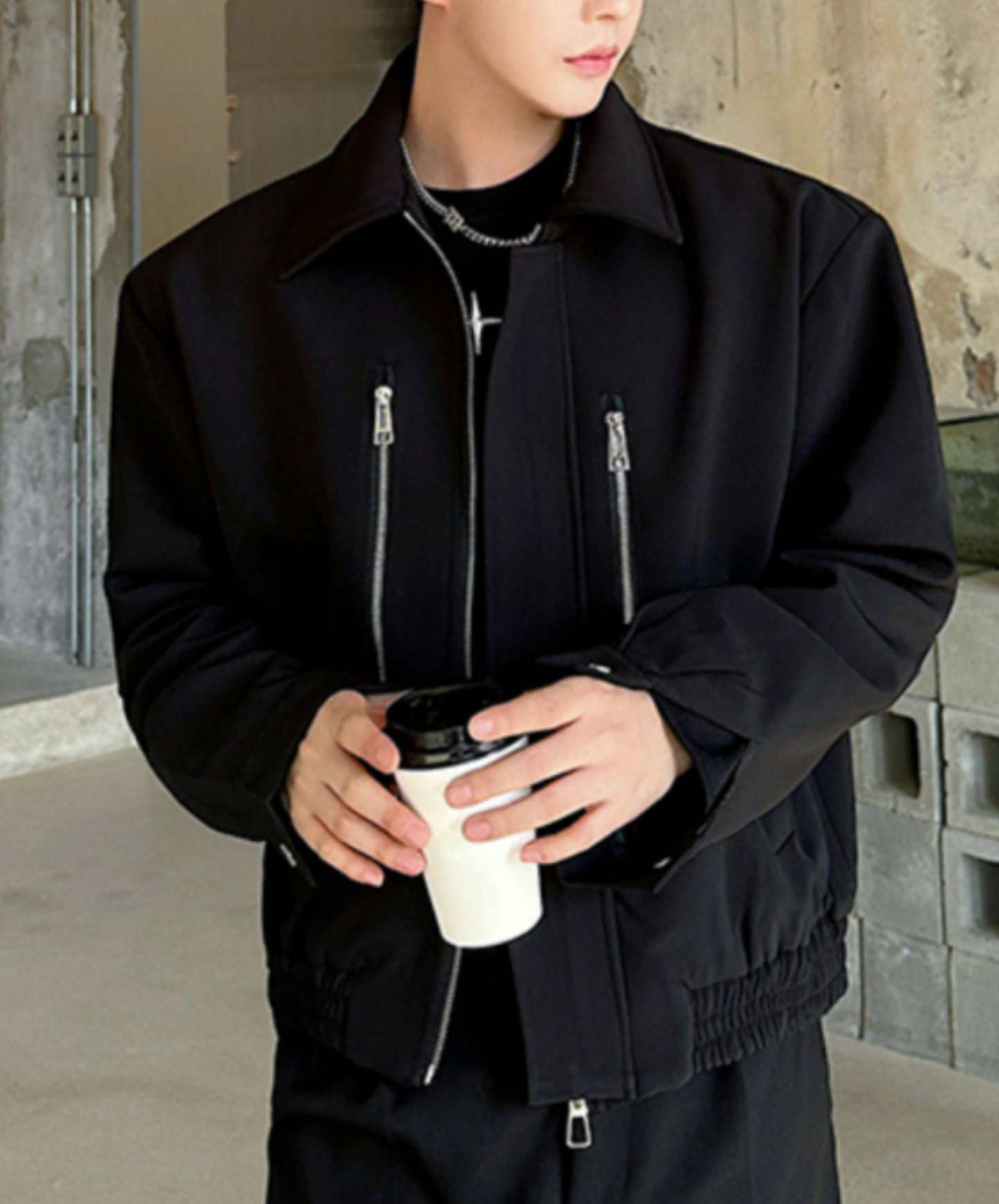 unique lapel zipper decoration jacket EN2670