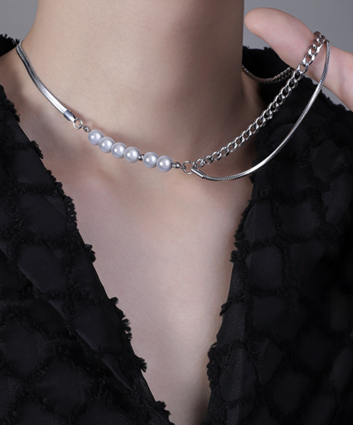 pearl double chain necklace EN2738