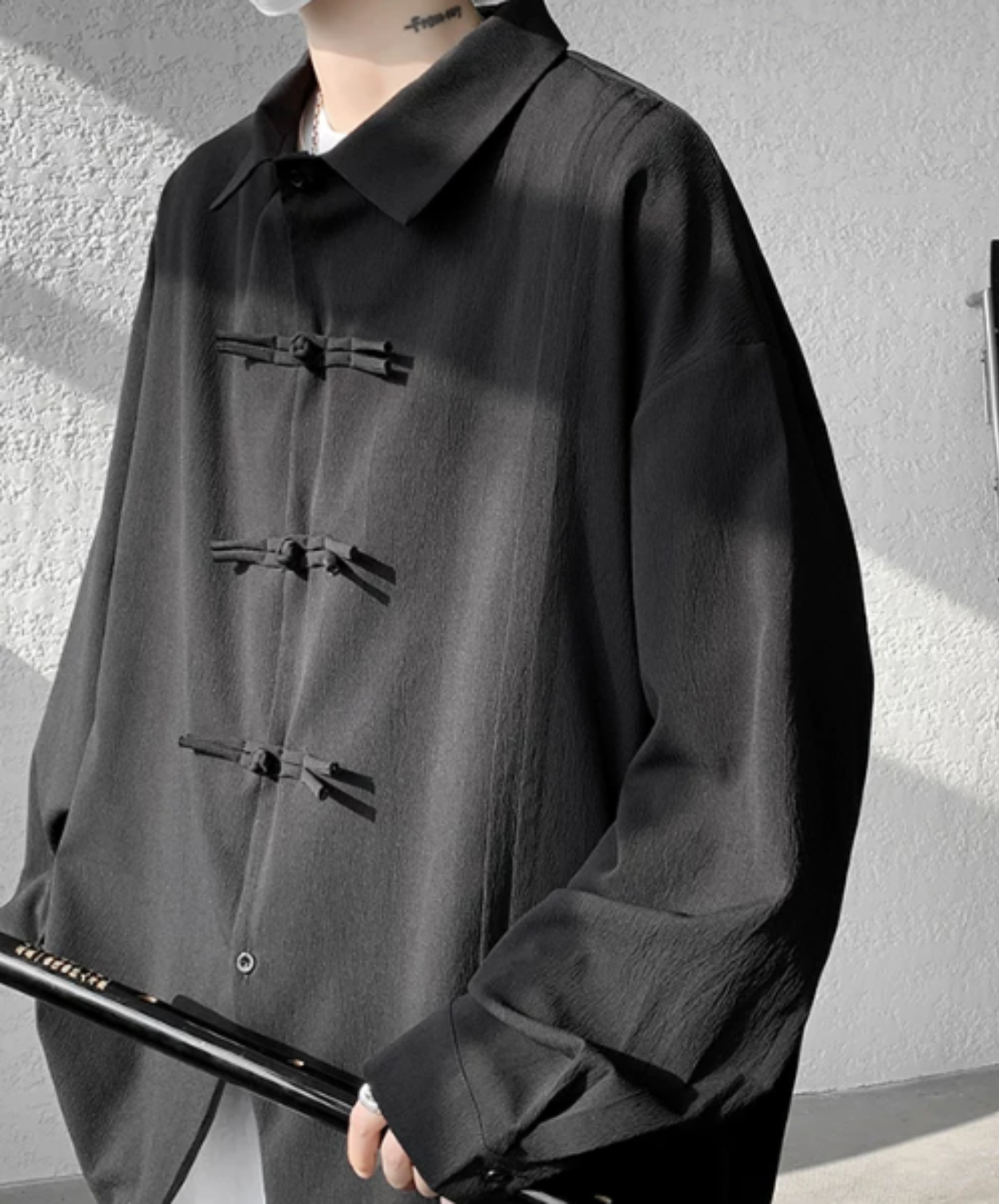 chinese-style button wrinkle processing shirt EN2871