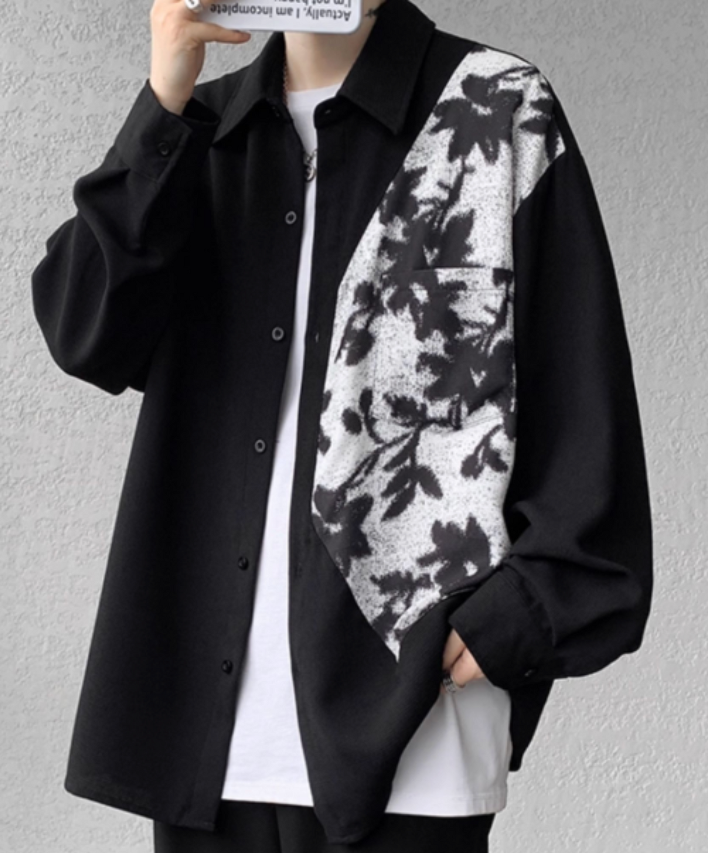 autumn motif silhouette shirt EN2399