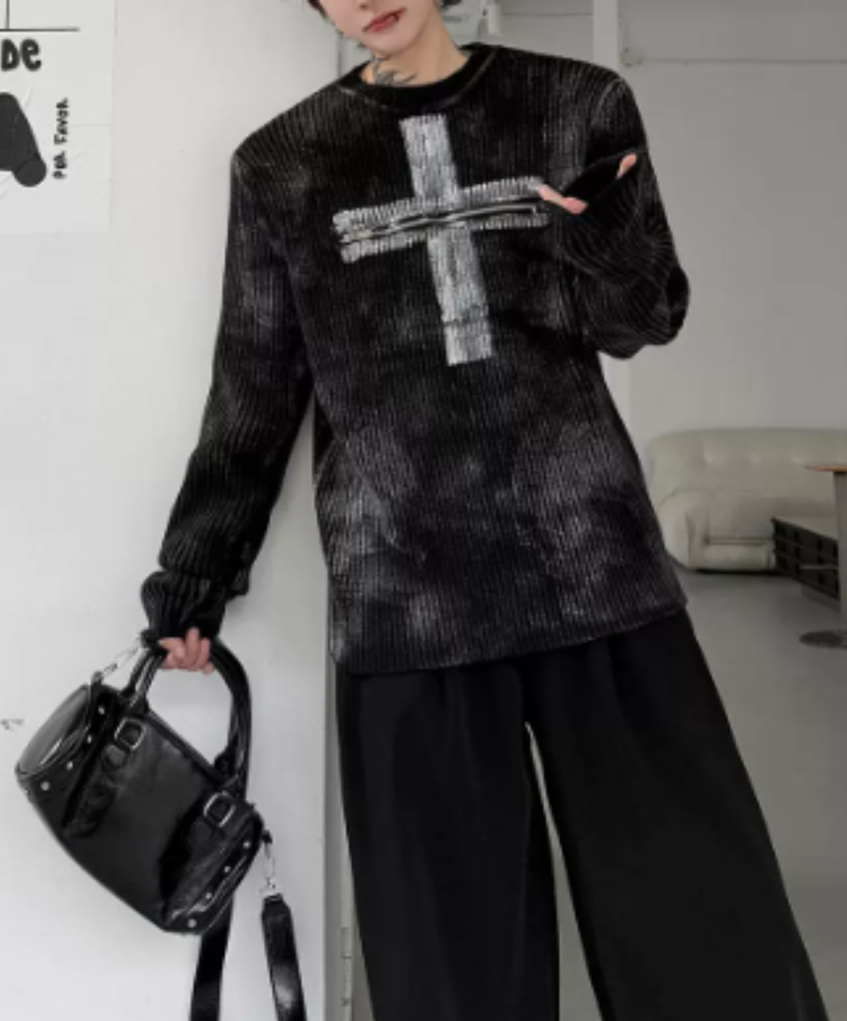 front-motif zip design sweater EN3242