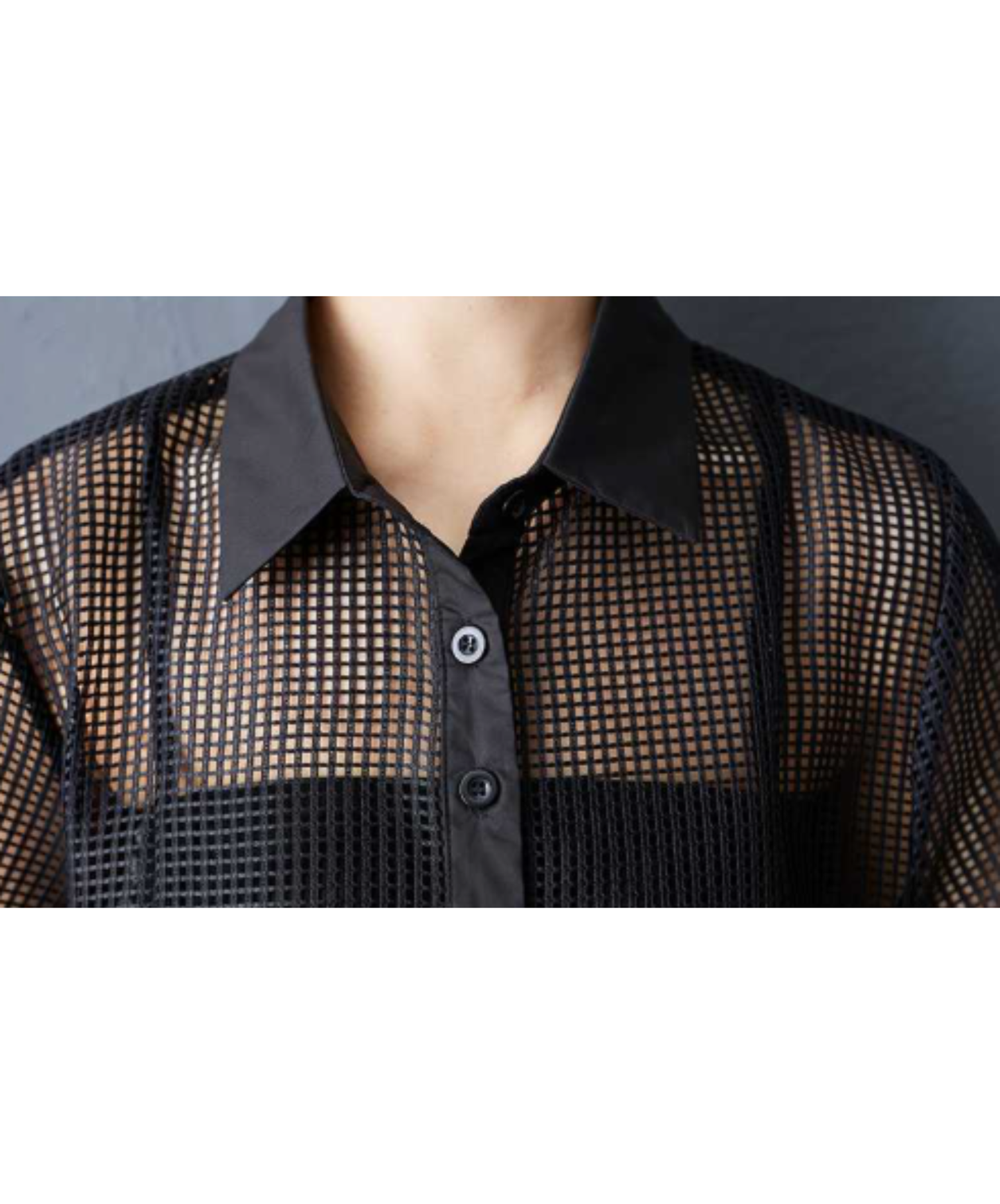 asymmetrical design sheer shirt EN2959