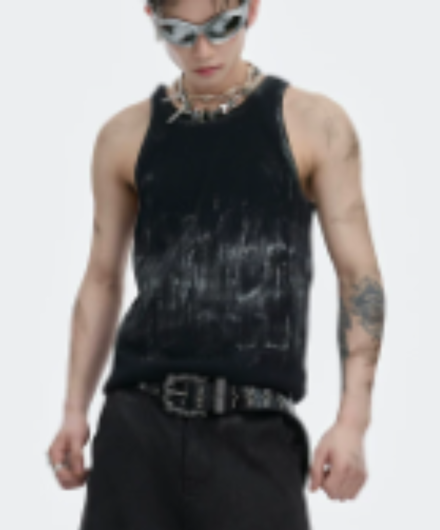 distressed ribbed slim fit tank top EN2939