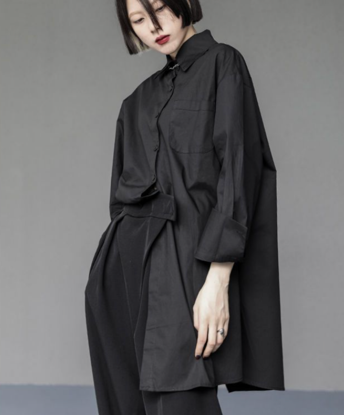 dark Irregular button slits shirt EN2854
