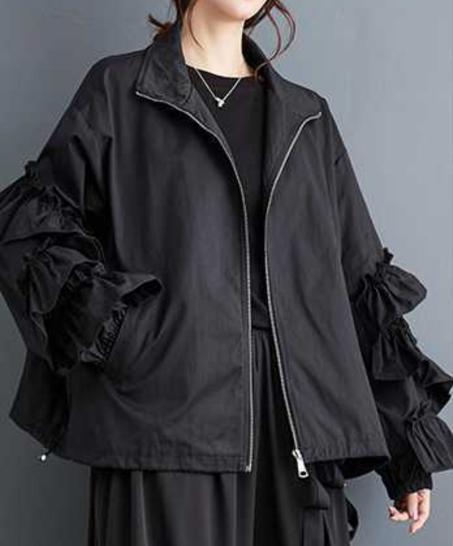 dark layered frill high neck jacket EN2353