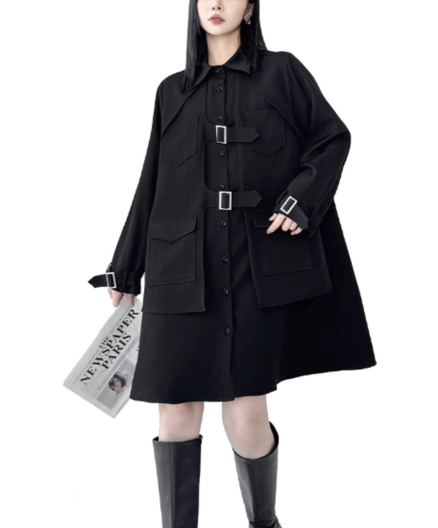 straight silhouette long shirt EN2901