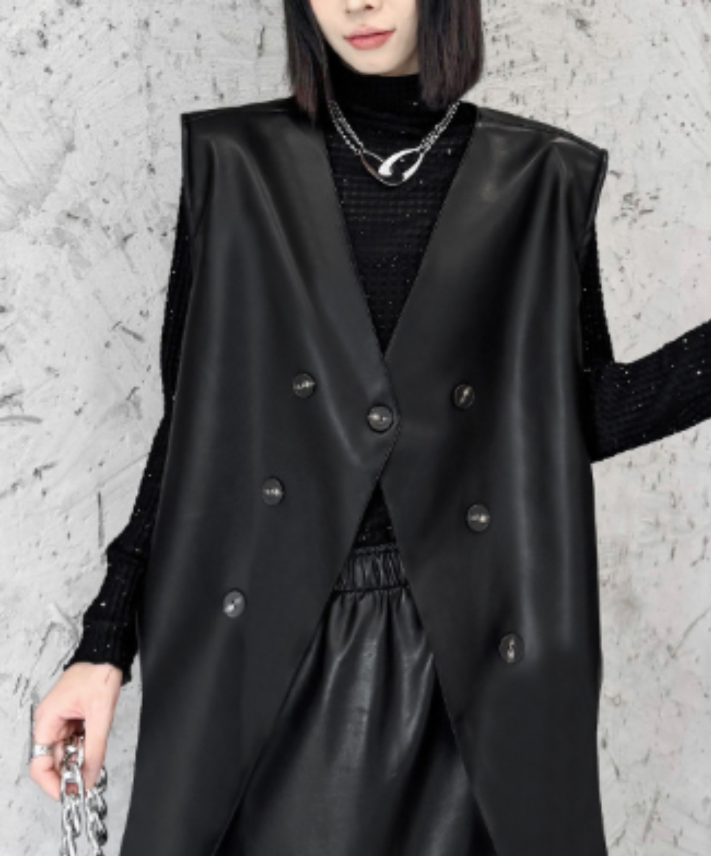pu leather special silhouette vest EN2956