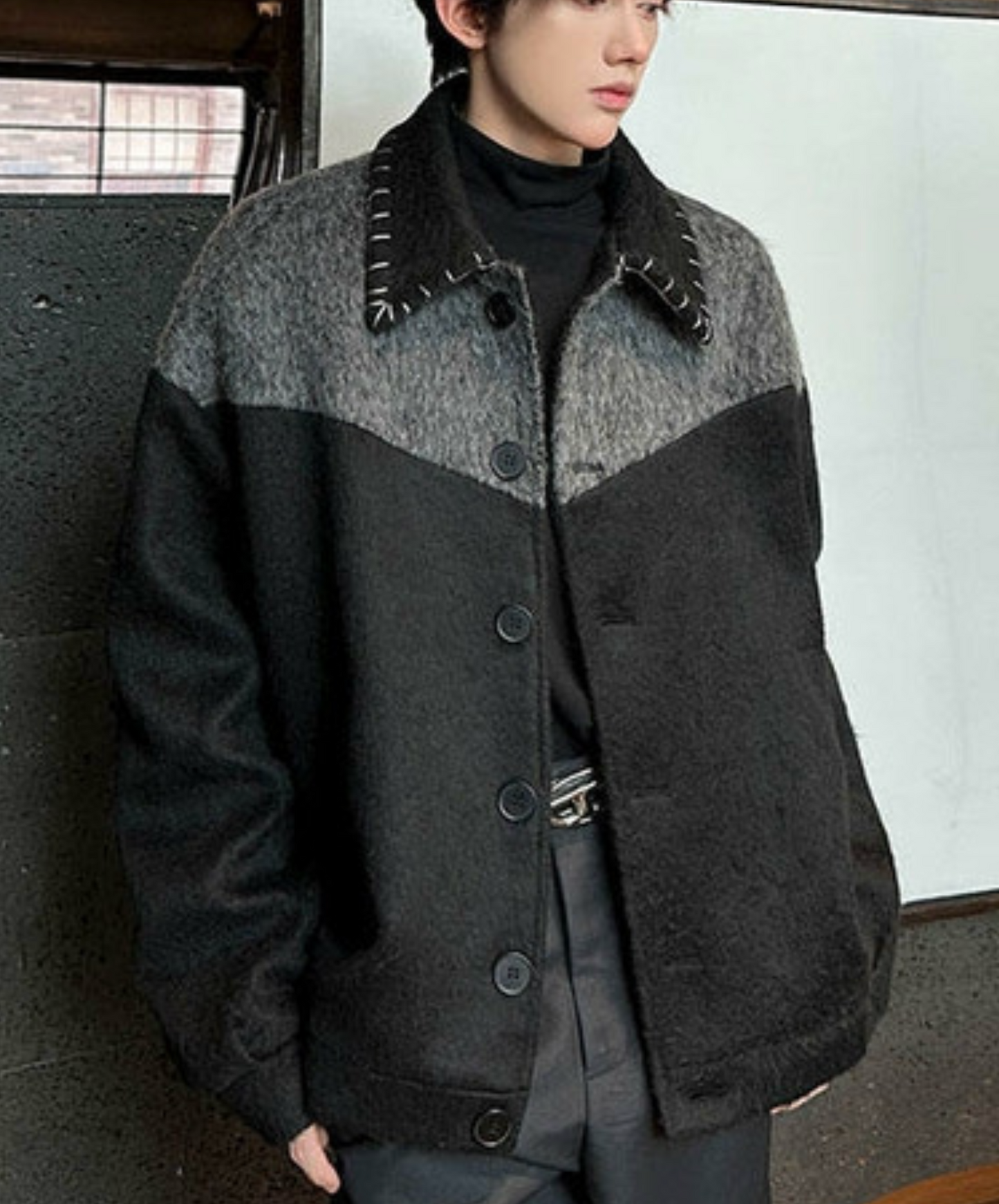 contrast color stitching jacket EN2385