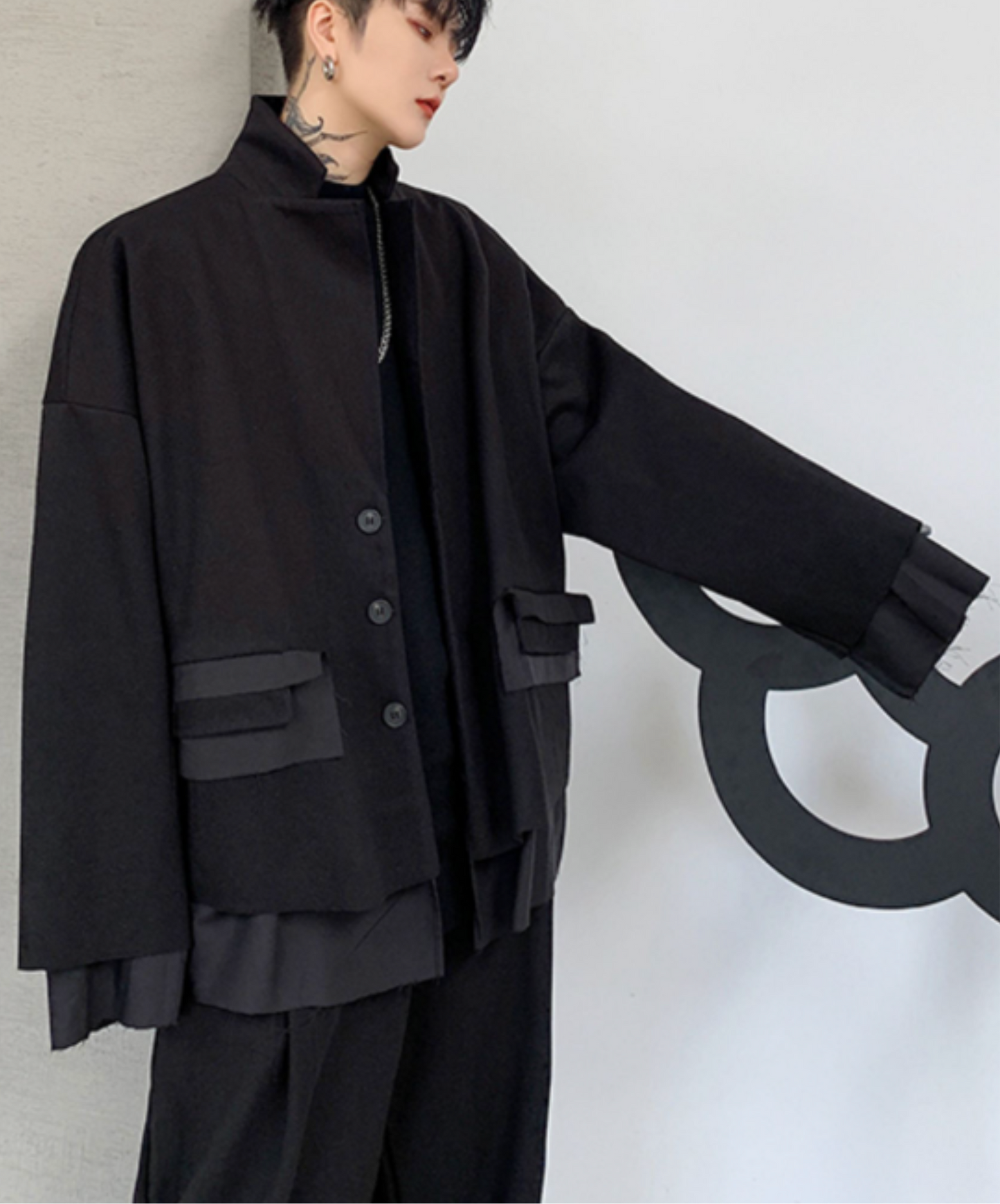 dark fake two-piece blunt cut jacket EN2374