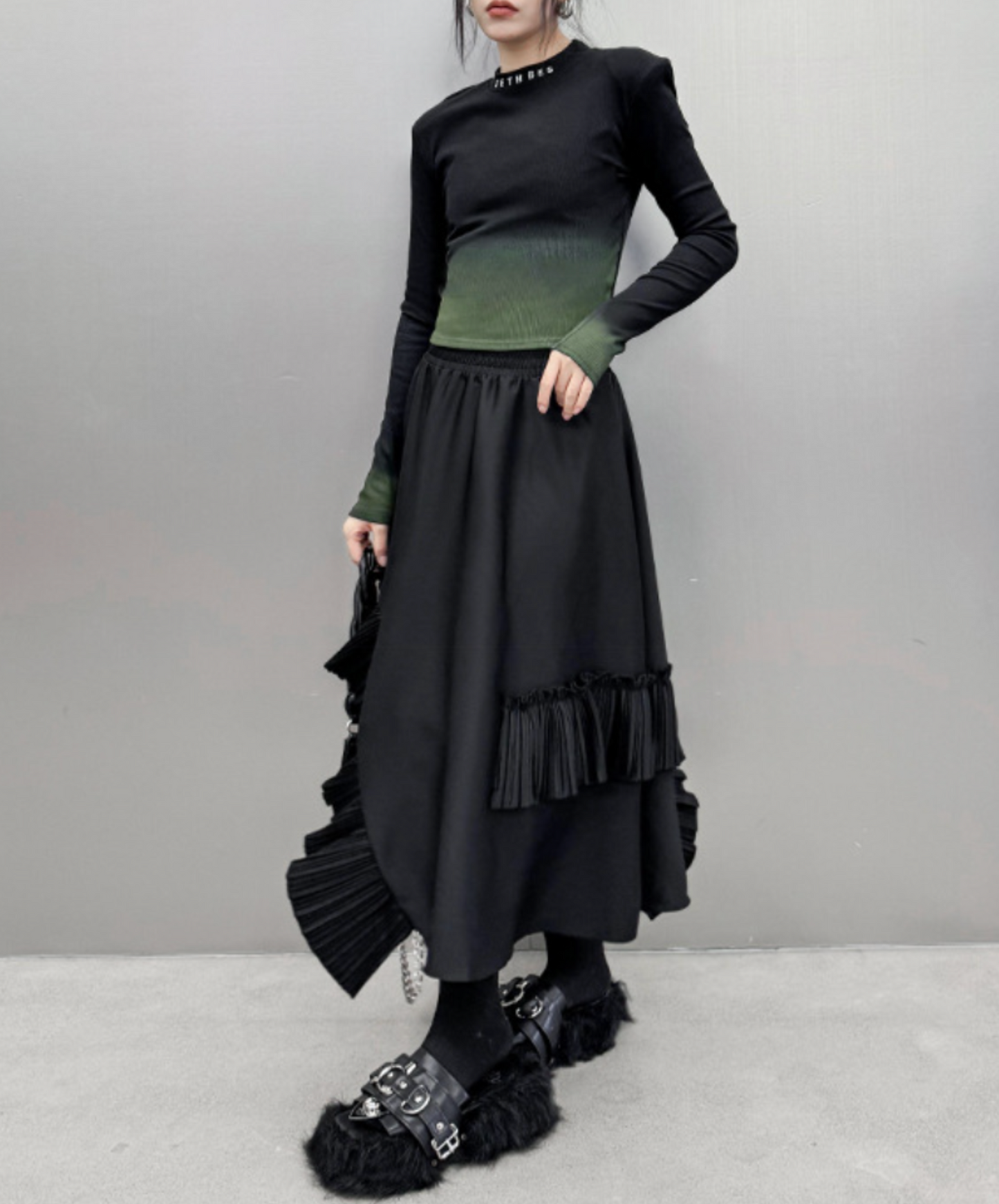 pleated ruffle decoration skirt EN2334