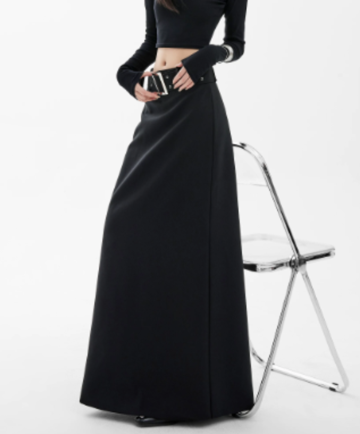 waist-defining grommet belt skirt EN3147