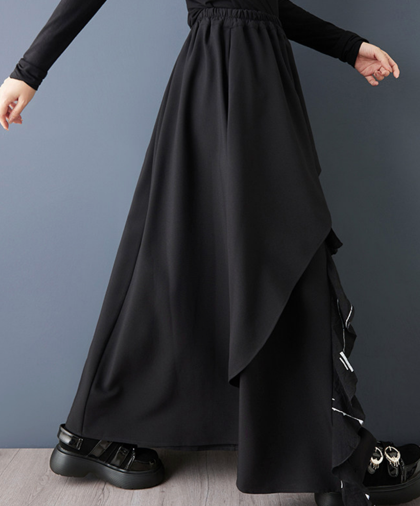 splicing print drapes skirt EN2755