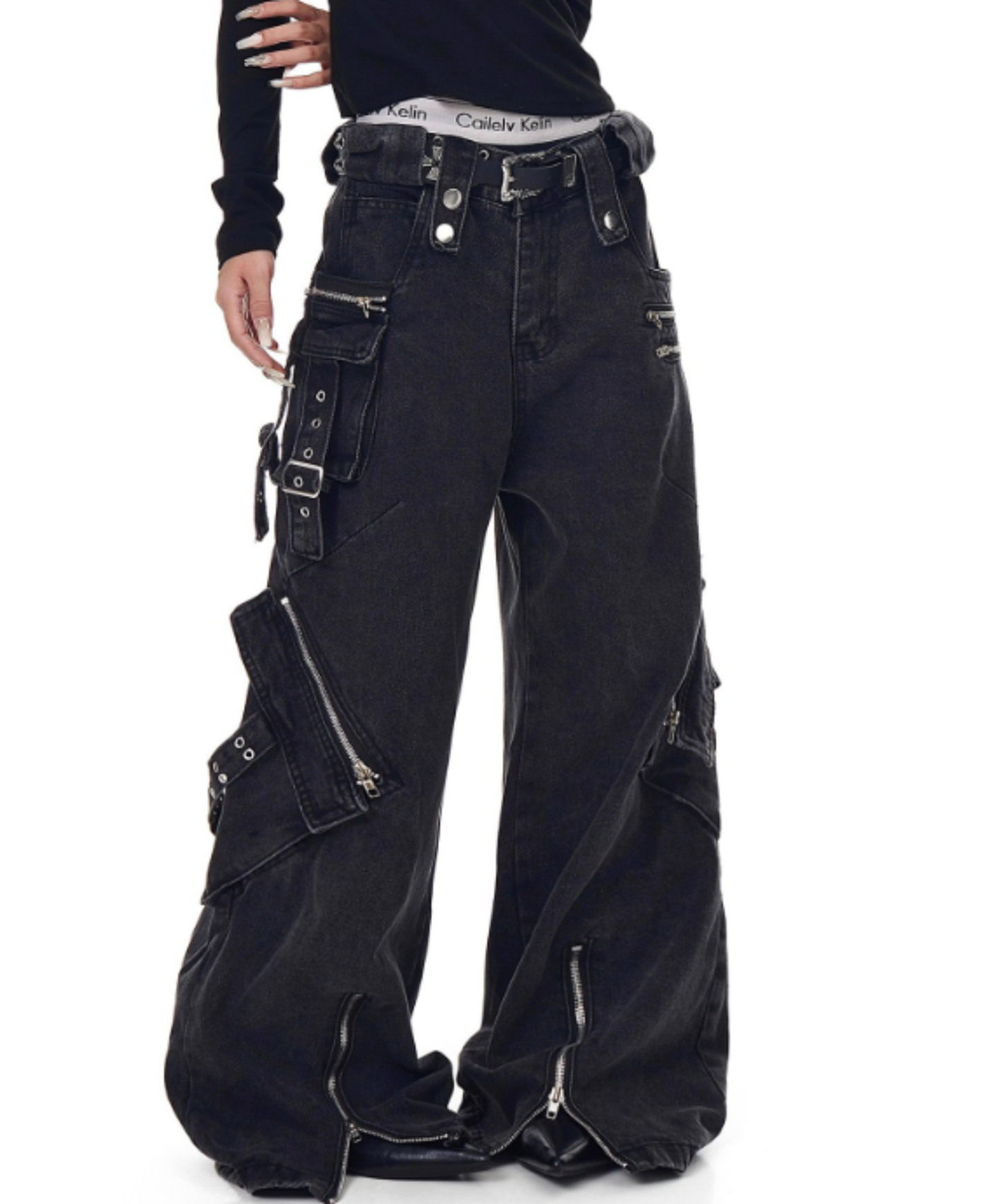heavyweight cargo wide denim pants EN2878