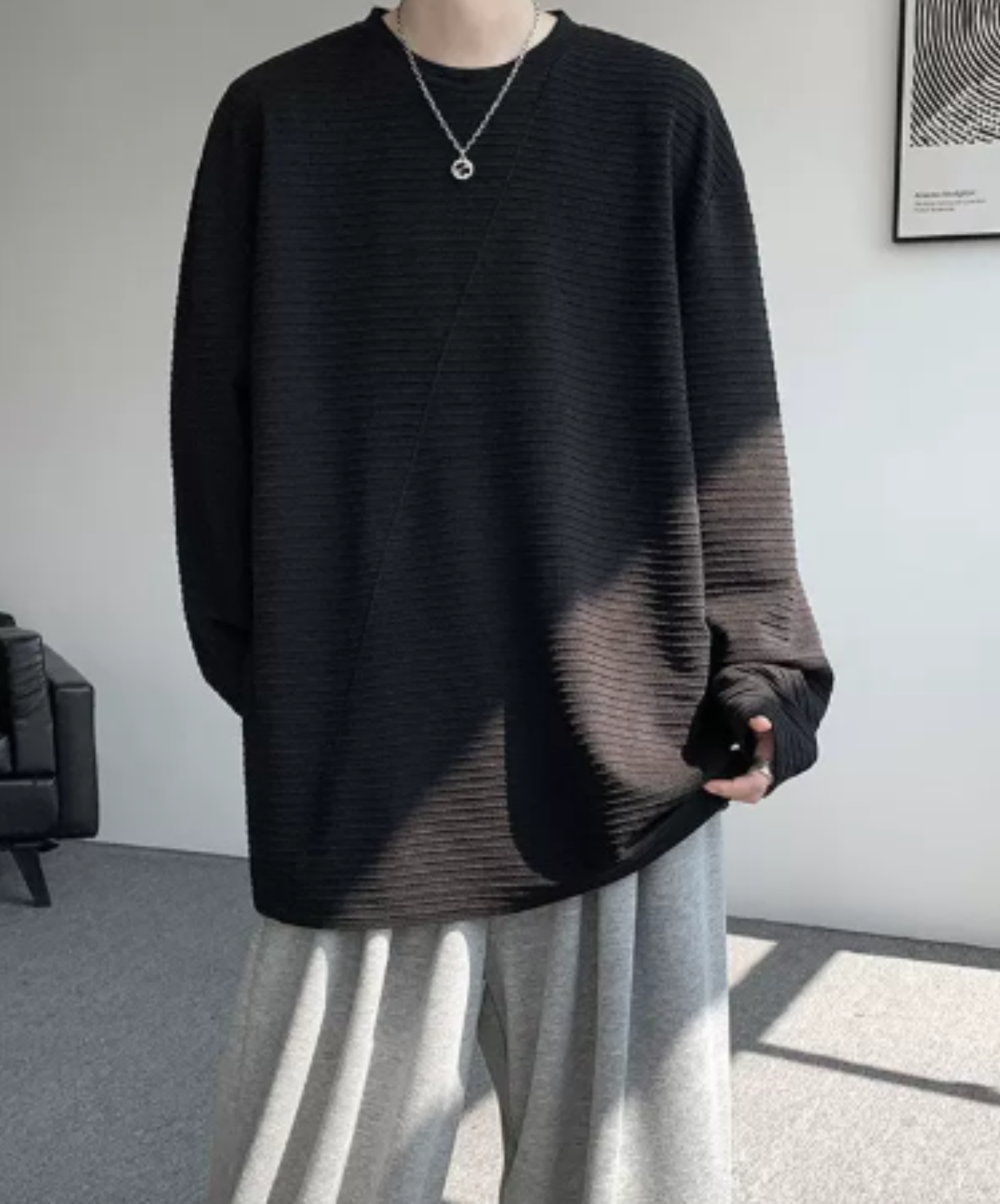 brushed finish with border t-shirt EN3126