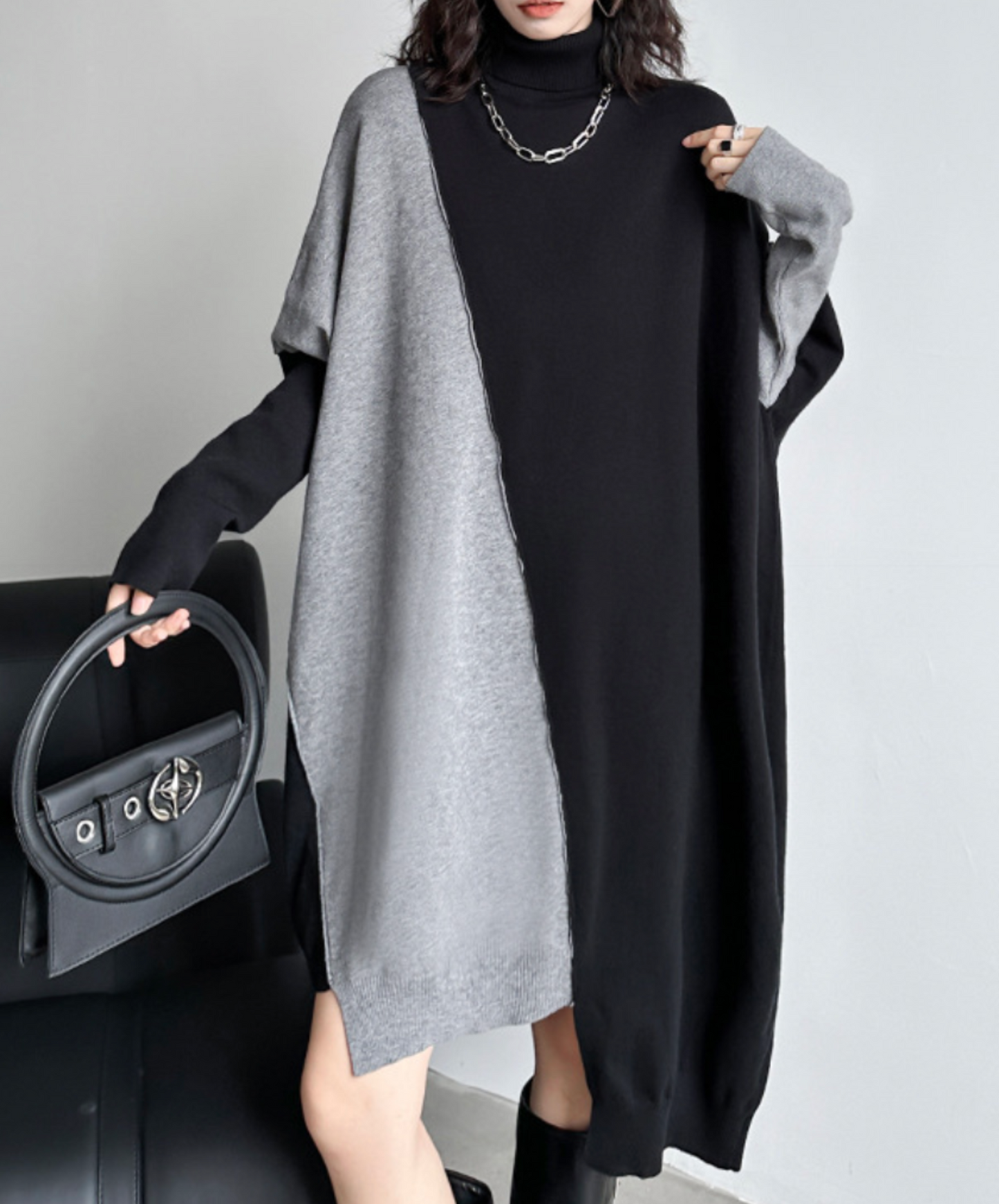 asymmetric two-tone sweatshirt EN2585
