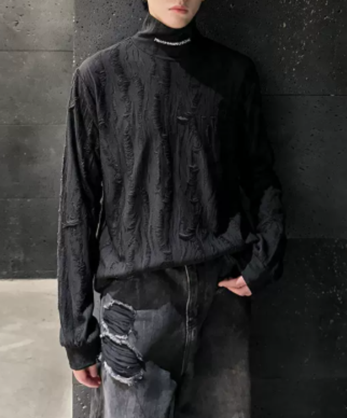 vertical distressed detailing t-shirt EN3237