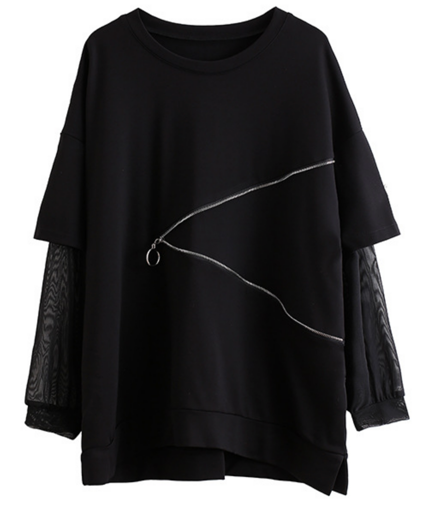 zipper line patching t-shirt EN2868
