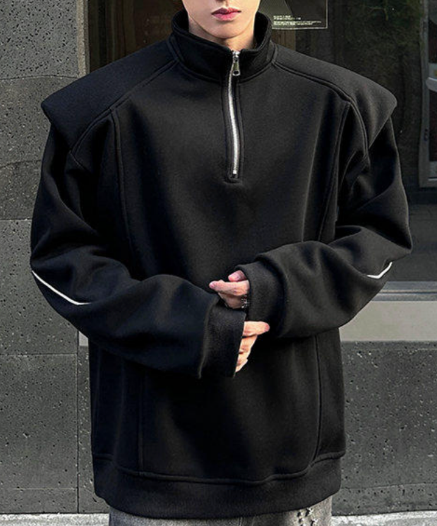 turtleneck zipper and fleece lining sweatshirt EN2683