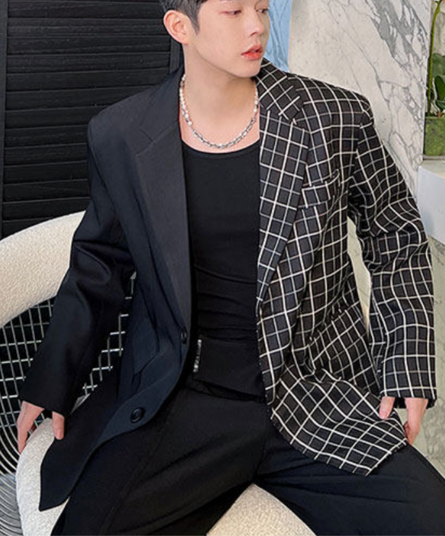 korean style oversized patchwork jacket EN2669