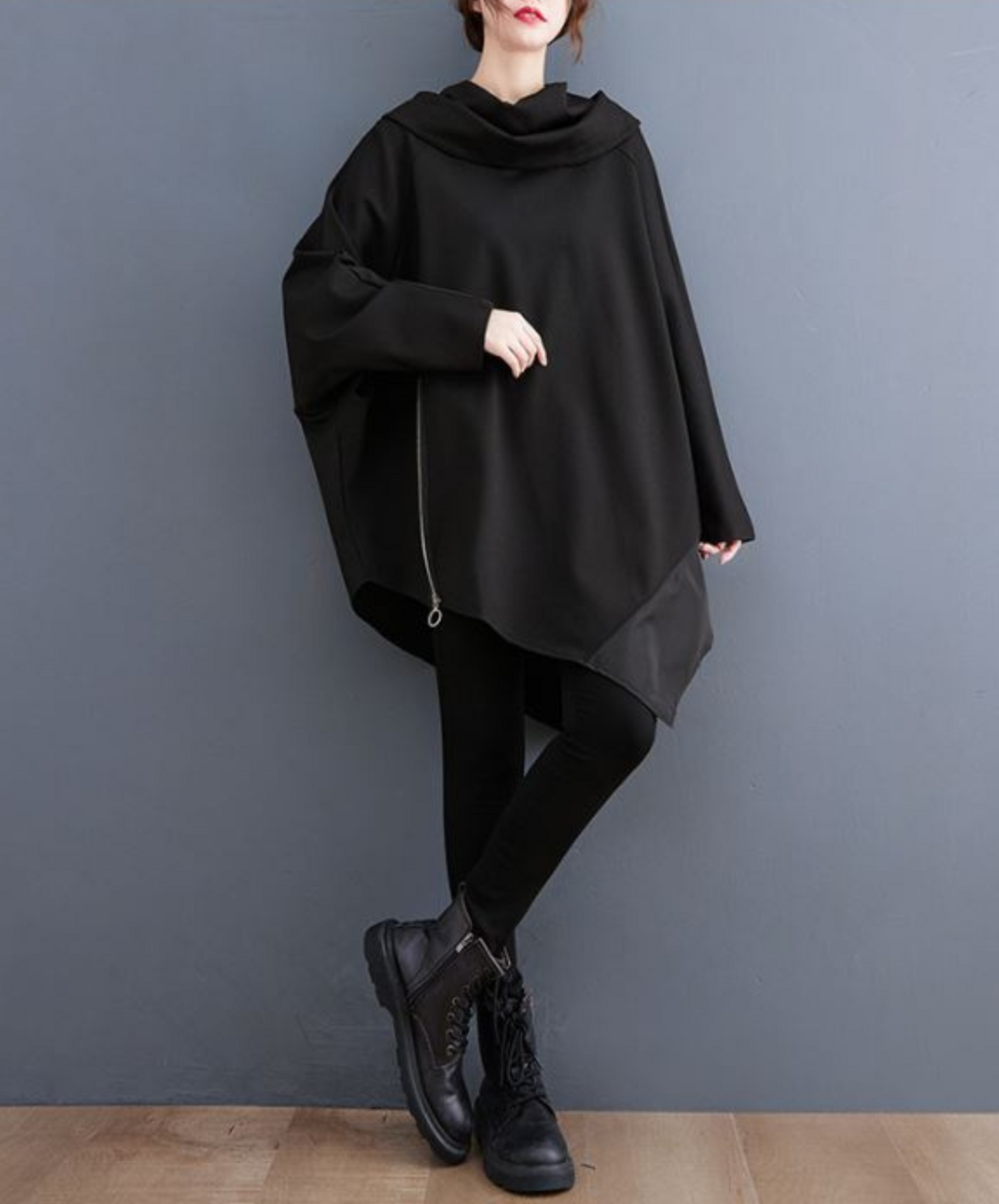 dark asymmetrical zip sweatshirt EN884