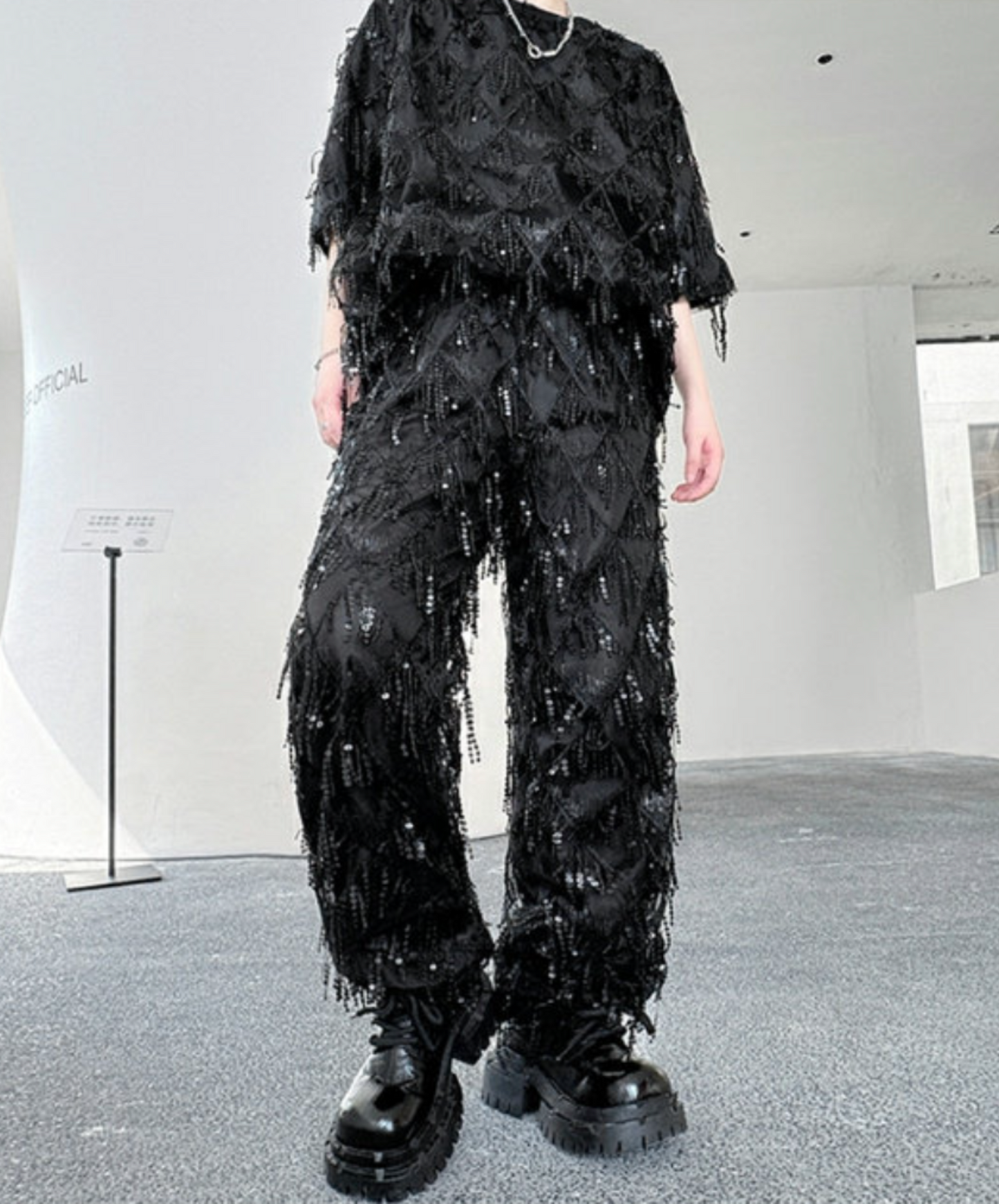 sequin tassel diamond wide pants EN2654