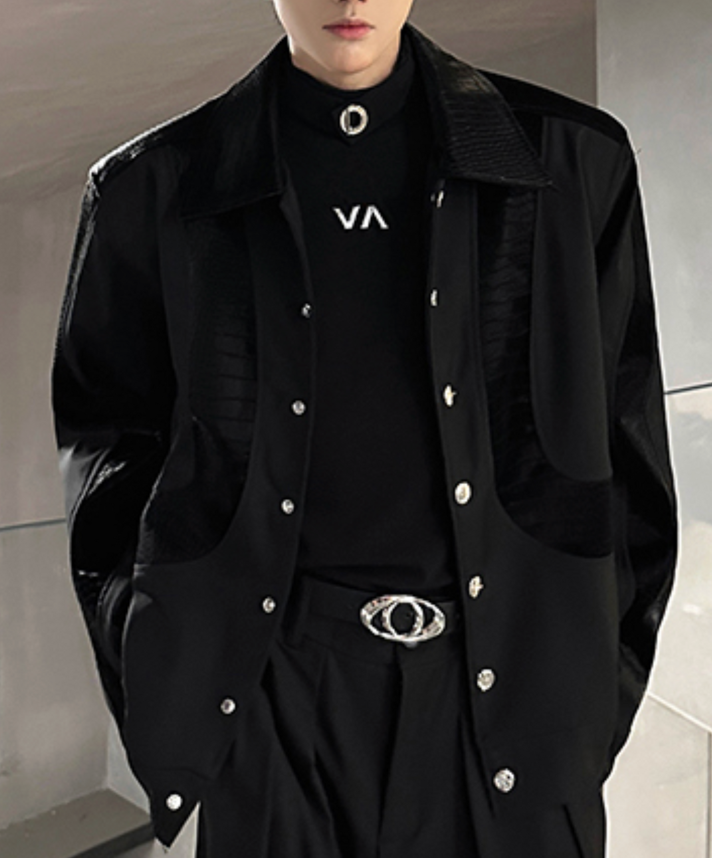 retro pu snakeskin pattern jacket EN2494