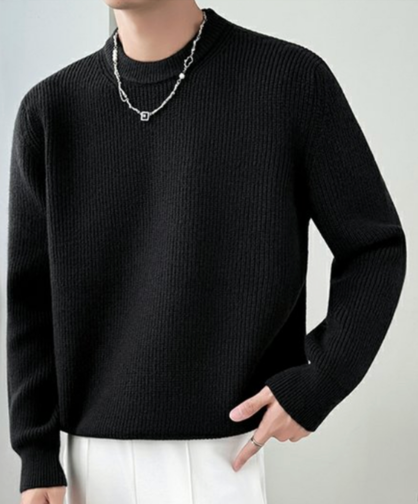 chunky knit crew neck sweater EN2542