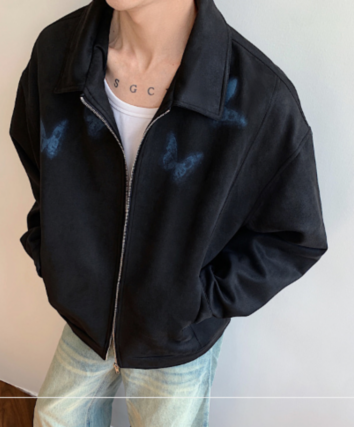 dark butterfly print retro shorts jacket EN2012