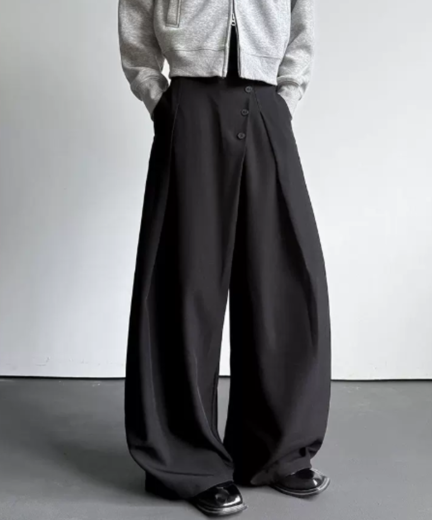 button-down design wide pants EN3065