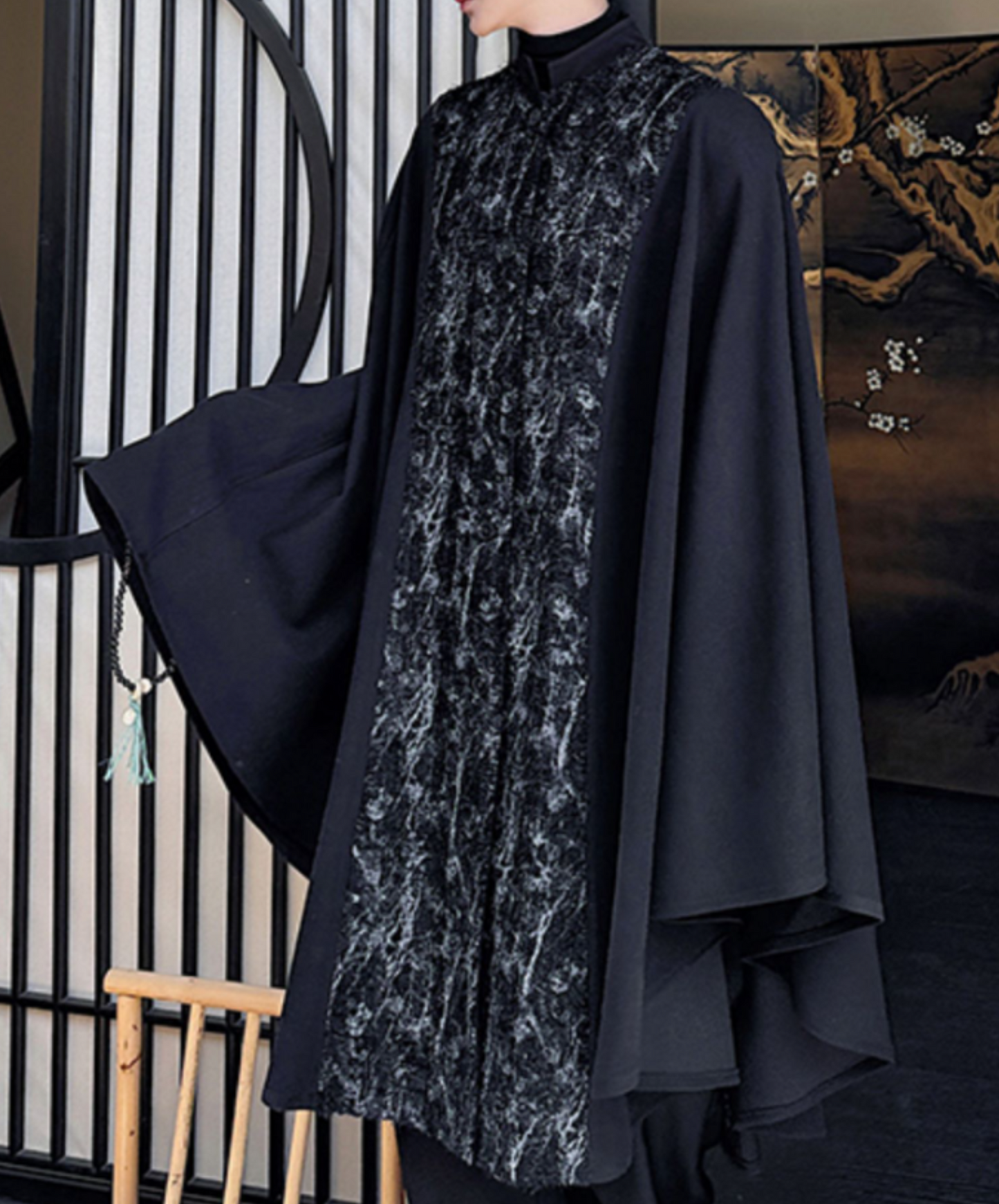 splash design chinese style cape coat EN1418