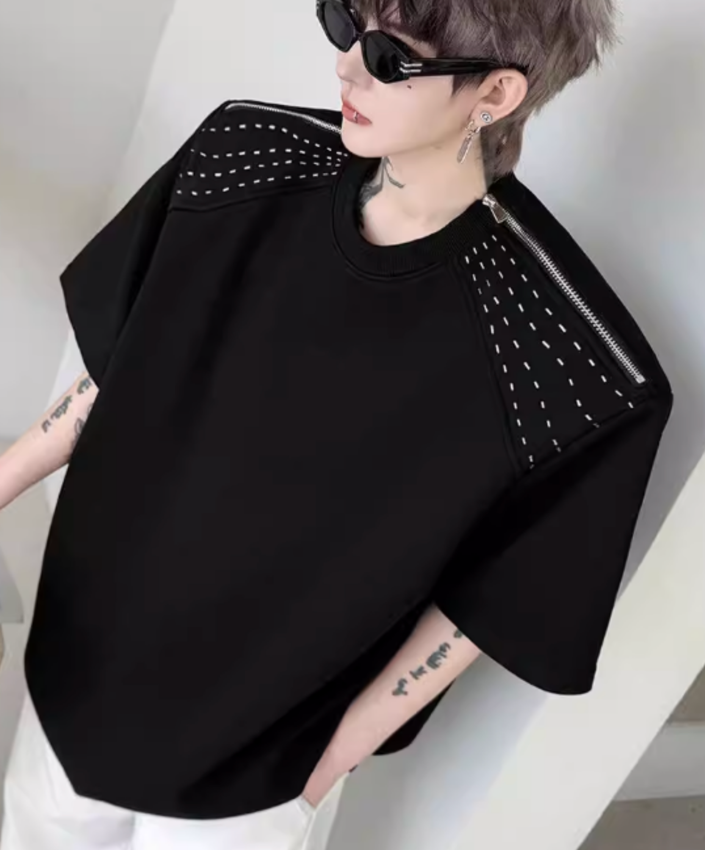 zippered sleeves t-shirt EN2825
