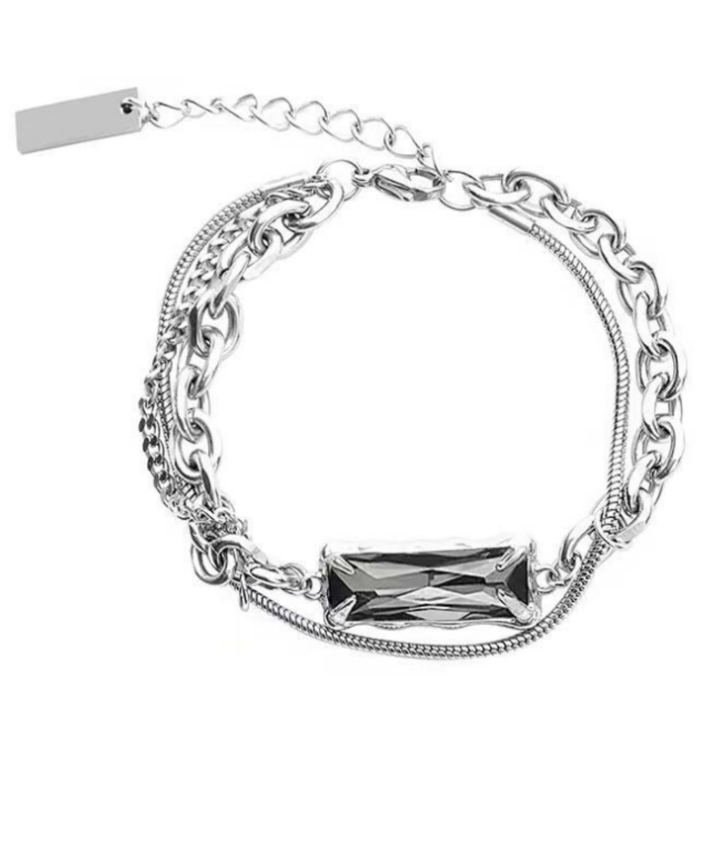 three types of chains with stones bracelet EN2758