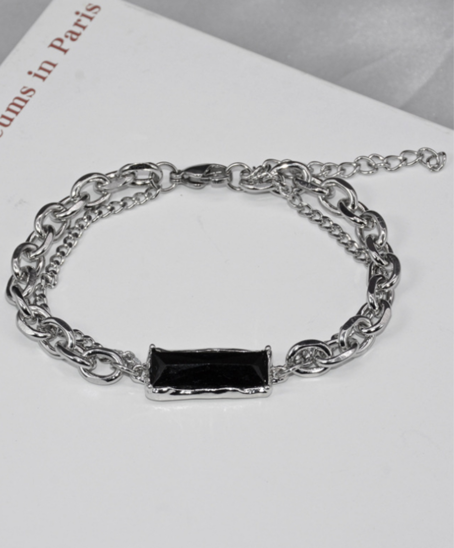 two-type chain black stone bracelet EN2391